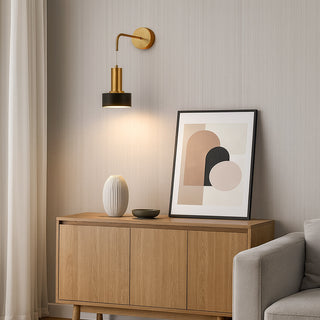 Applique moderna bronzo minimal con diffusore cilindrico nero E27