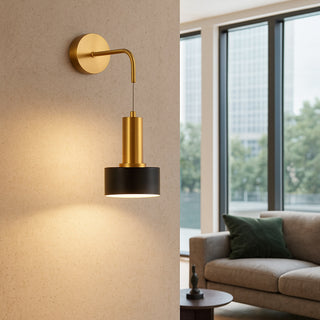 Applique moderna bronzo minimal con diffusore cilindrico nero E27