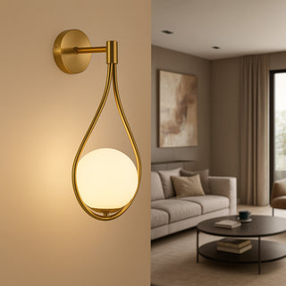 Applique a parete bronzo forma di goccia sfera centrale attacco G9