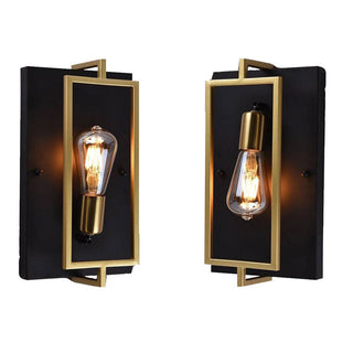 Applique a parete stile industriale in metallo nero e bronzo E27