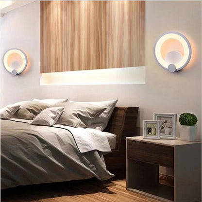 Applique a led a forma di cerchio 10 watt lampada da comodino a parete lumetto abat jour luce naturale 4000k e calda 3000k