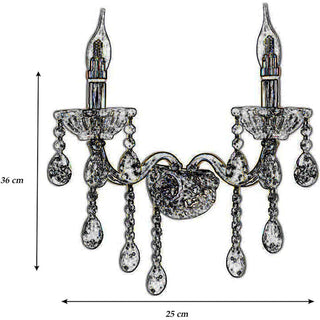 Applique candelabro 2 bracci con gocce pendente in acrilico E14