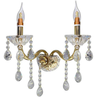 Applique candelabro 2 bracci con gocce pendente in acrilico E14