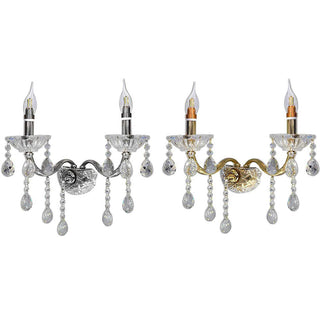 Applique candelabro 2 bracci con gocce pendente in acrilico E14