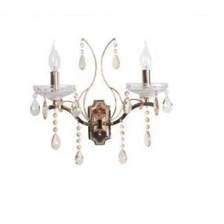 Applique a candelabro 2 bracci da parete con pendenti a gocce E14 oro