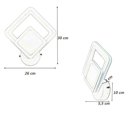 Applique moderno led a rombo 12 watt lampada da parete luce tre colorazione di luce