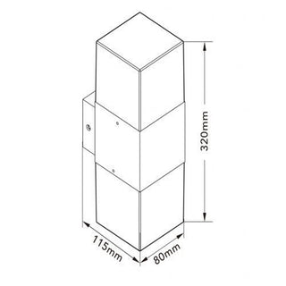 Applique parete doppia emissione di luce 2 attacchi E27 IP44 ruggine