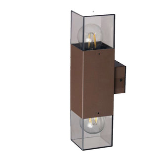 Applique parete doppia emissione di luce 2 attacchi E27 IP44 ruggine