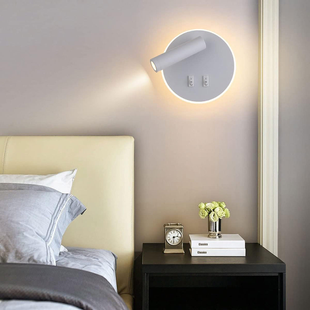 Applique orientabile da parete comodino doppia fonte luminosa 8 watt lampada da letto moderna luce calda 3000k