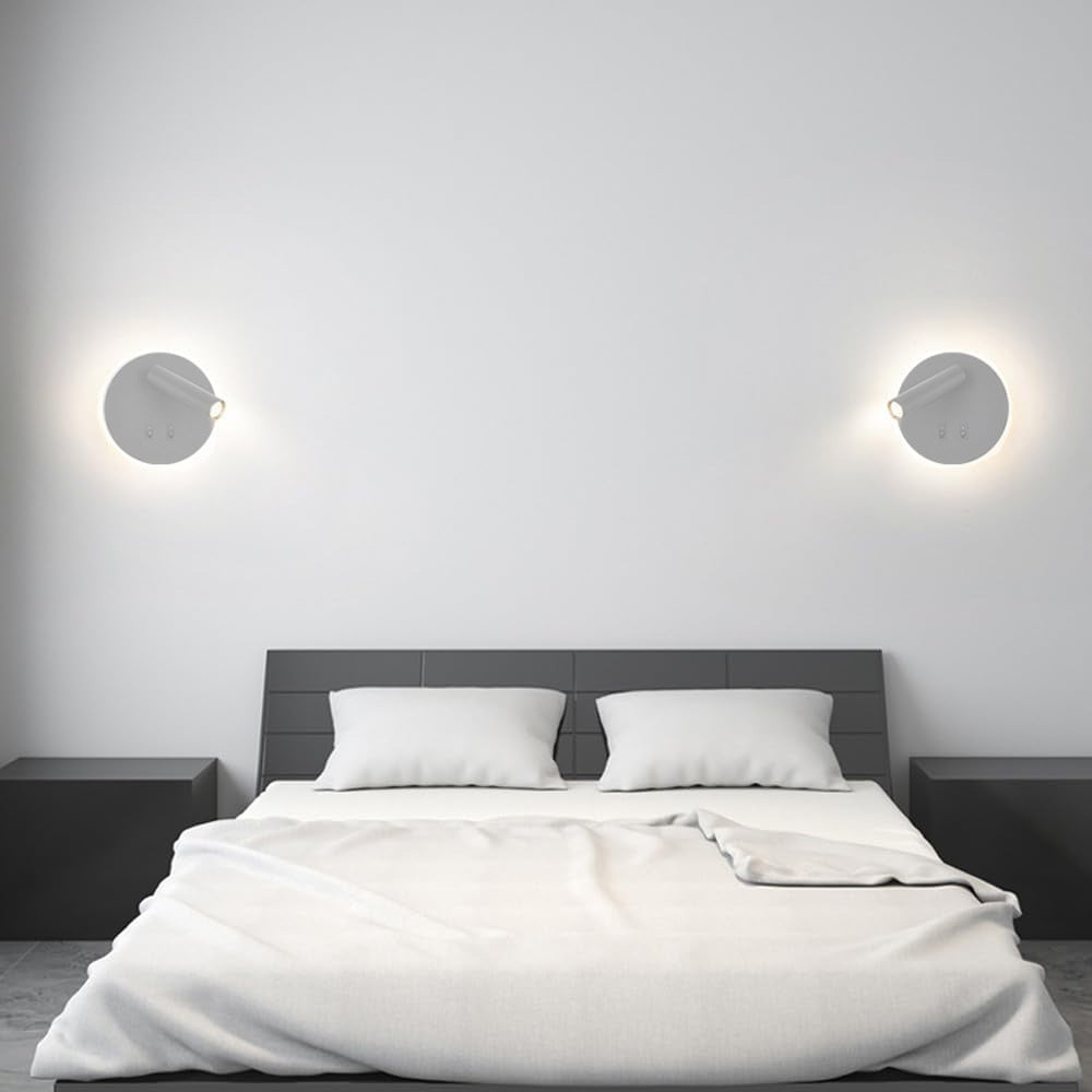 Applique orientabile da parete comodino doppia fonte luminosa 8 watt lampada da letto moderna luce calda 3000k
