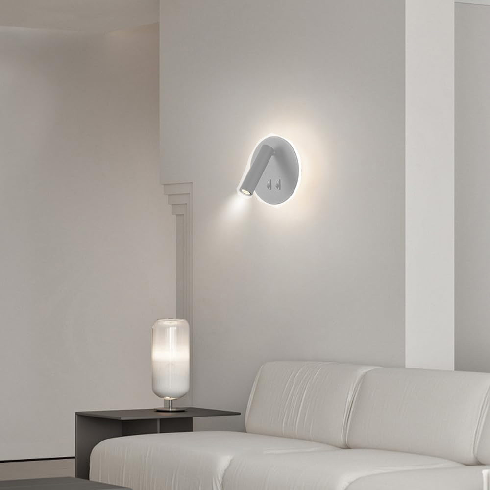 Applique orientabile da parete comodino doppia fonte luminosa 8 watt lampada da letto moderna luce calda 3000k