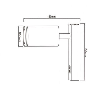 Applique da muro orientabile con interruttore ON/OFF attacco GU10
