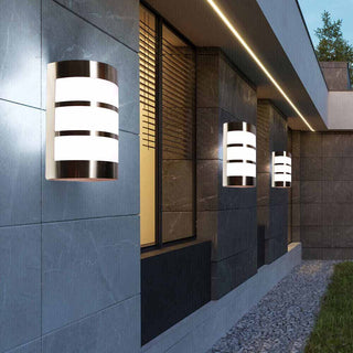 Applique da esterno in acciaio a fasce E27 per balcone terrazzo IP44