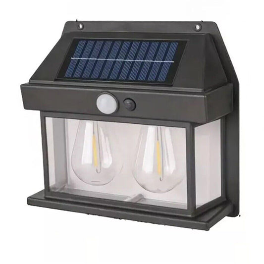 applique con pannello solare 10 watt lampada da parete con sensore crepuscolare e di movimento per esterno 3 modalità di luce IP65 luce calda