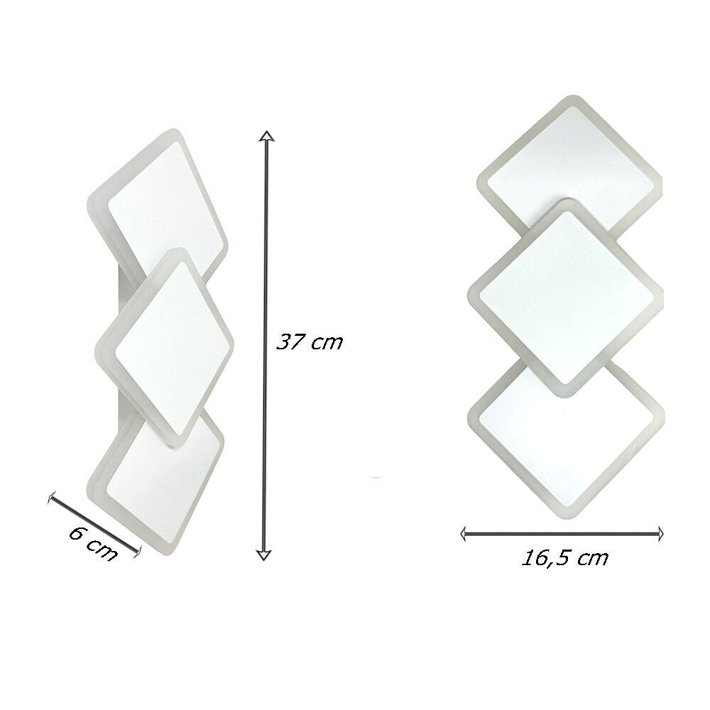 Applique moderno triplo rombi a led 14 watt da parete lumetto abat jour lampada da interno 3 colorazione di luce