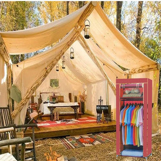 Guardaroba in tessuto per campeggio con zip e scaffali 150x60x45 cm