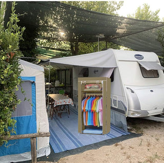 Guardaroba in tessuto per campeggio con zip e scaffali 150x60x45 cm