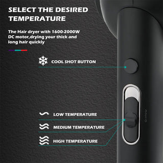 Asciugacapelli VGR HAIR DRYER pieghevole 1600-2000 watt3 temperature