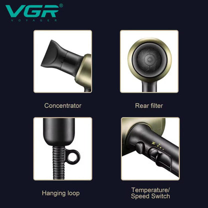 Asciugacapelli professionale VRG 1800/2200 watt 2 velocità 3 temperature di colore HAIR DRYER 453
