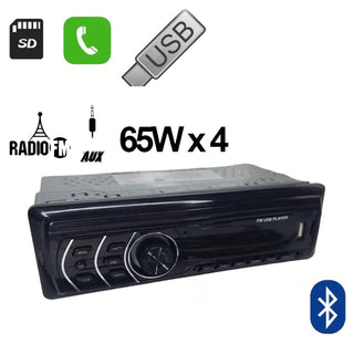 Autoradio stereo FM SD USB MP3 AUX 35mm 65W x 4 con telecomando