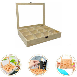 Bacheca in legno 12 posti con porta in vetro espositore x decoupage