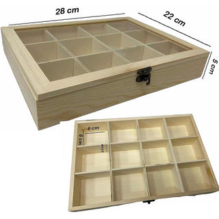 Bacheca in legno 12 posti con porta in vetro espositore x decoupage