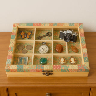 Bacheca in legno 16 posti con porta in vetro per pittura e decoupage