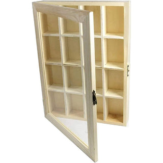 Bacheca in legno 16 posti con porta in vetro per pittura e decoupage