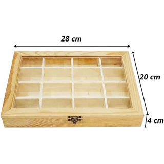 Bacheca in legno 16 posti con porta in vetro per pittura e decoupage