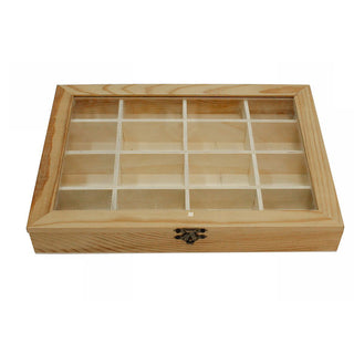 Bacheca in legno 16 posti con porta in vetro per pittura e decoupage