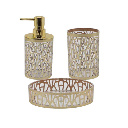 Accessori Bagno oro stile contemporaneo con Dispenser Sapone Bicchiere portaspazzolino piattino portasapone