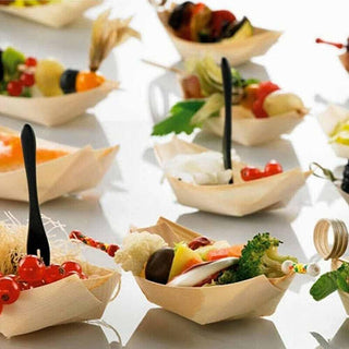 Set 32 barchette in legno per aperitivi monoporzioni finger food