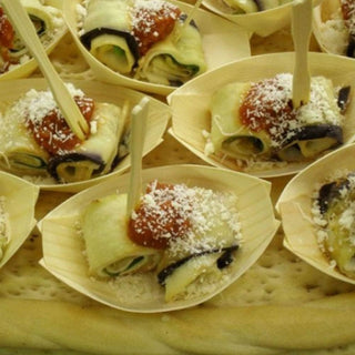 Set 32 barchette in legno per aperitivi monoporzioni finger food
