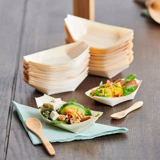Set 32 barchette in legno per aperitivi monoporzioni finger food