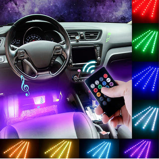 Strip LED auto 4 barre  LED RGB 12V cavo accendisigari telecomando