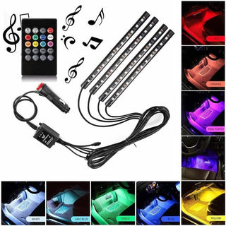 Strip LED auto 4 barre  LED RGB 12V cavo accendisigari telecomando