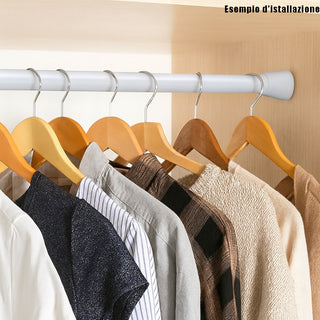 Bastone silver per tenda o appendiabiti regolabile da 110 a 200 cm