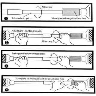 Bastone silver per tenda o appendiabiti regolabile da 110 a 200 cm