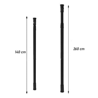 Bastone nero per tenda o appendiabiti per armadio da 140 a 260 cm