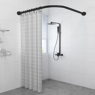 Bastone per tenda doccia universale curvo con aste 90x90 cm nero