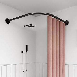 Bastone per tenda doccia universale curvo con aste 90x90 cm nero