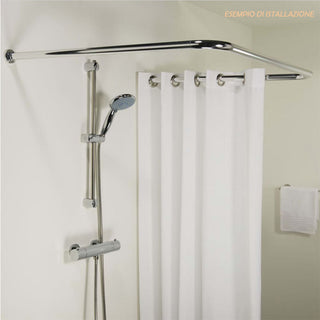 Bastone per tenda doccia regolabile lineare e angolare tre aste 80 cm