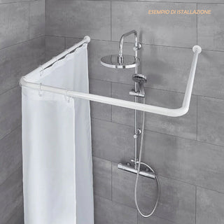 Bastone per tenda doccia regolabile lineare e angolare tre aste 80 cm