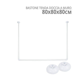 Bastone per tenda doccia regolabile lineare e angolare tre aste 80 cm