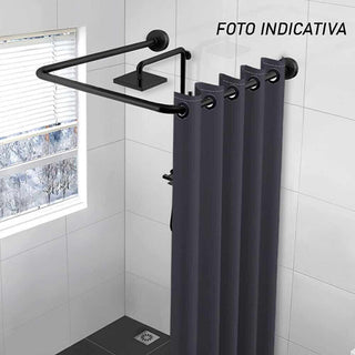 Bastone per tenda doccia universale a U angolare 80X80X80 cm nero