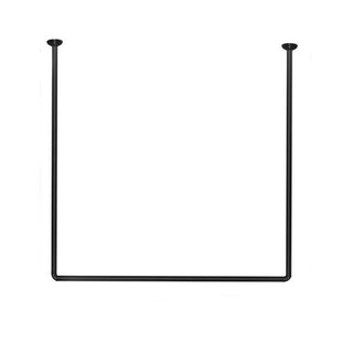 Bastone per tenda doccia universale a U angolare 80X80X80 cm nero