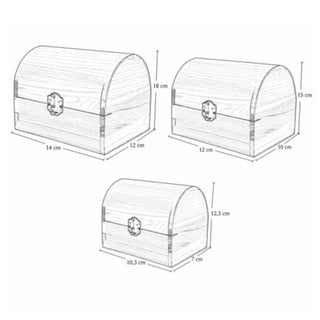 3 scatole in legno per decorazione baule per decoupage portaoggetti