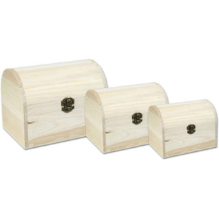 3 scatole in legno per decorazione baule per decoupage portaoggetti