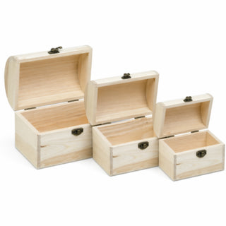 3 scatole in legno per decorazione baule per decoupage portaoggetti