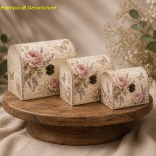 3 scatole in legno per decorazione baule per decoupage portaoggetti